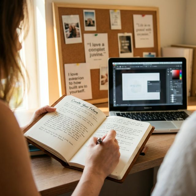 Woman journaling and planning