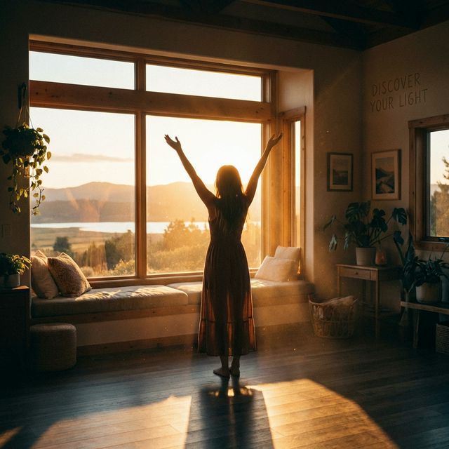 Woman in sunrise light