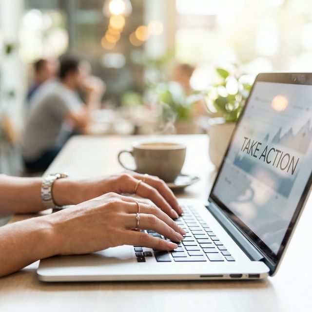 Typing on a laptop confidently